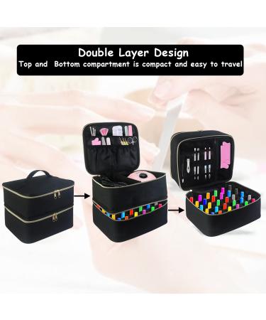 Boczif Double-Layer Nail Polish Storage Bag - Fits 30 Bottles - Adjustable Dividers - Nail Dryer Lamp Compartment - Manicure Organizer Case (Black) - Buy Online on GoSupps.com