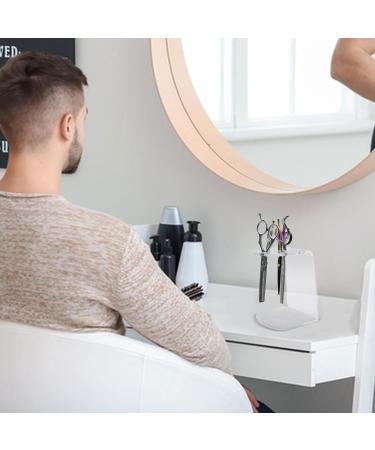 Scissors Holder for Hair Stylist | Acrylic Salon Shears Rack Clear Stylist Tool Rack 6 Holes Combs Storage Container for Barber Shop Home - Buy Online on GoSupps.com