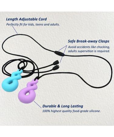 Chew Necklace for Boys and Girls - Silicone Chew Toys 4PCS Set | Teardrop Twist Pendants | Sensory for Autism & Special Needs | BPA Free - Buy Online on GoSupps.com