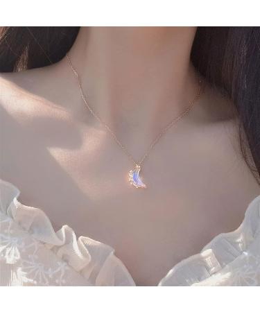 WIPPWER Necklace Charming Moon Shape Pendant Necklace Silver Clavicle Chain for Girlfriend Necklaces for Women - Buy Online on GoSupps.com