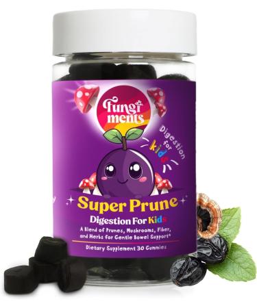 Fungiments Super Prune Constipation Relief & Digestive Support, Turkey Tail Mushrooms, Prebiotic Fiber, Rhubarb, Ginger & Chamomile Gut Health, Debloating & Regularity (30 Gummies (Kids))