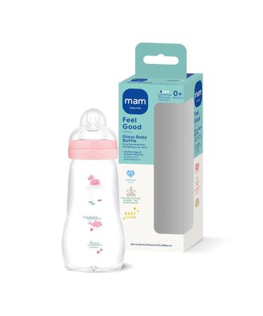 MAM Feel Good Glass Bottle +0 month - pink swan & dolphin - 260 ml - Buy Online on GoSupps.com