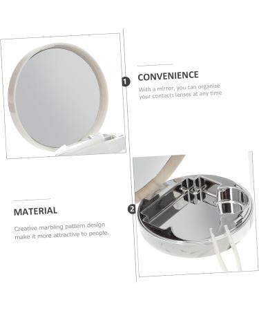 KOMBIUDA Travel Container - Portable Contact Lens Case with Mirror & Film Stylish Silver Lens Care Box (7.2x7.2cm) for International Shipping - Buy Online on GoSupps.com