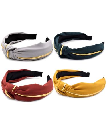 Women's Headbands Vintage Printed Hair Band for Women Elastic hair scarf Head Wrap Stretchy Moisture Hairband Twisted Cute Hair Accessories (archGoldSide)