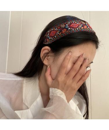 Vintage Headband Wide Embroidery Hair Band Retro Ethnic Headdress for Women Girl Vintage Headband - Buy Online on GoSupps.com