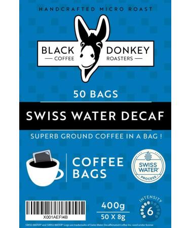 Black Donkey Coffee Roasters | 50 Coffee Bags | Swiss Water Decaf 3. Swiss Water Decaf 50 Count (Pack of 1) - Buy Online on GoSupps.com