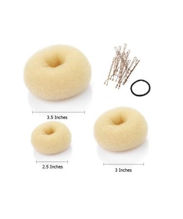 Beaute Galleria Hair Donut Bun Maker Set - Large, Medium, Small Sizes - Beige/Blonde - Mesh Chignon Ballet Sock Bun - 3 Pieces - Buy Online on GoSupps.com