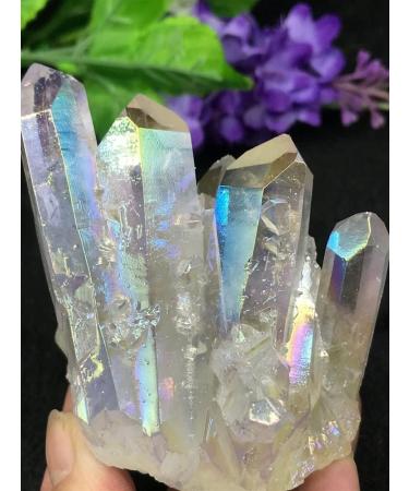 Natural Angel Aura Titanium Cluster Quartz Gemstone Crystal Specimen Crystal Cluster (Size : 160-200g) - Buy Online on GoSupps.com