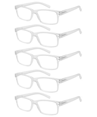 Eyekepper 5 pieces Classic Spring Hinge Reading Glasses Sun Reading Glasses Transparent 5 pieces Clear Lens 2.0 Diopter