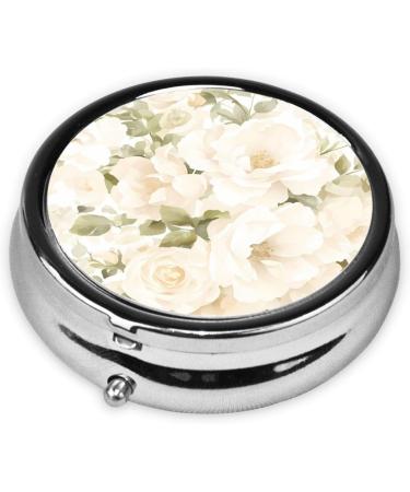Round Pill Box - Mini Travel Medicine Organizer | Floral Rose Design | 2.0x2.0x0.7 inches - Perfect for Purse & Pocket - Buy Online on GoSupps.com