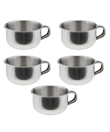 Baosity 5 Pc Durable Stainless Steel Mens Barber Shaving Mug Bowl Soap Cup for Brush 5Pcs