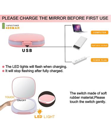 BERRYUP Compact LED Travel Makeup Mirror 1X/10X Magnification | Dimmable Brightness, Rechargeable & Portable Handheld Mirror - White - Buy Online on GoSupps.com