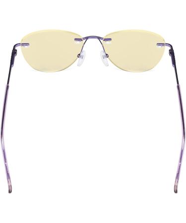 CessBlu Ladies Cat-Eye Blue Light Blocking Glasses | Anti Glare UV Rimless Eyewear for Women | 1.5x Reading Screen Glasses - Purple - Buy Online on GoSupps.com