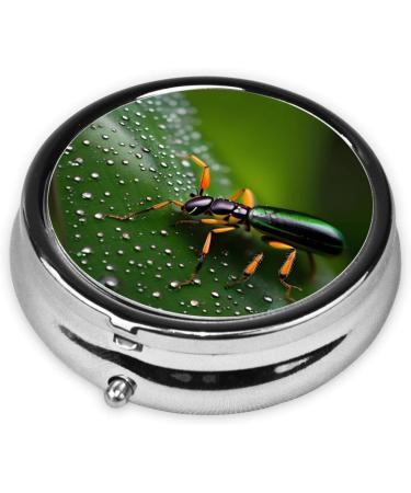 Rainbows Insects Round Pill Box - 3 Compartment Portable Organizer for Purse & Pocket - Ideal Travel Pill Holder - Buy Online on GoSupps.com