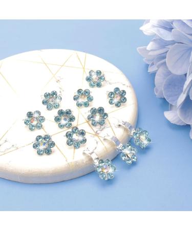 Yission 20Pcs Mini Rhinestone Flower Hair Clips - Blue Hair Pins for Women and Girls | Wedding & Bridal Hair Accessories - Buy Online on GoSupps.com