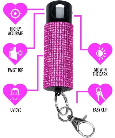 Guard Dog Bling-it-On Pink Glitter Pepper Spray Key Holder - 16ft Range | Fashionable Self Defense Accessory - Buy Online on GoSupps.com