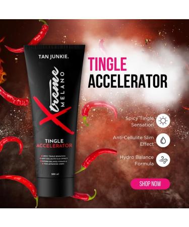 Tan Junkie Xtreme Melano Tingle Accelerator 200ml - Luxurious Sunbed Tanning Cream and Accelerator for Deep Golden Tan Anti-Cellulite Slim Effect - Buy Online on GoSupps.com