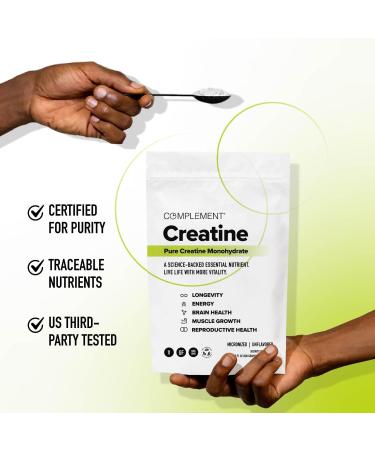 Complement Creatine Monohydrate Micronized Powder - 60 Servings for Muscle Recovery Brain Health & Longevity | Vegan Unflavored - 2 Month Supply - Buy Online on GoSupps.com