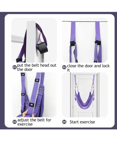 Leg Stretcher Strap with Door Anchor - Purple | Flexibility Trainer for Gymnastics, Dance & Yoga - Buy Online on GoSupps.com