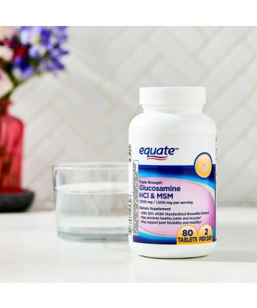 AGILIPET Equate Triple Strength Glucosamine HCI 1500mg + MSM 1500mg + Boswellia Extract Tablets 80 Count Sticker - Buy Online on GoSupps.com