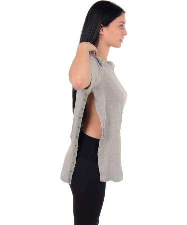 Post Surgery Shoulder Recovery Tshirt | Snap Open Tearaway Shirt | Chemo Port Access | Medium Grey/Women - Buy Online on GoSupps.com