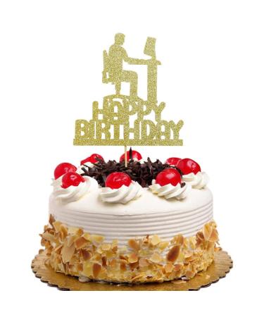 Programming Theme Happy Birthday Cake Topper Programmer Cake Decor Computer Tech Cake Decorations IT Birthday Party Supplies Gold Glitter