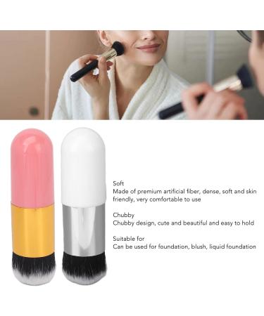 Cosmetic Brush Brush Nylon Fiber Portable Comfortable 1 Color Silver White 2 Pieces for Travel - Buy Online on GoSupps.com