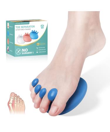 Homiguar Toe Separator Multifunctional Bunion Corrector for Women & Men Easily Trainable Building Foot Arch Support Toe Spacers for Bunions Plantar Fasciitis or Other Foot Pain One Pair - Blue