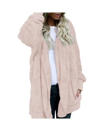 Hanxiulin coat plush jacket hoodie jacket oversize winter coat ceiling hoodie women oversize long hood fleece jacket oversized light quilted jacket winter jacket winter coat plush jacket pink m