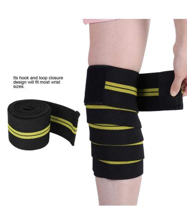 Semme Knee Wraps Compression Elastic Brace for Pain Relief & Support - Black Yellow - Buy Online on GoSupps.com
