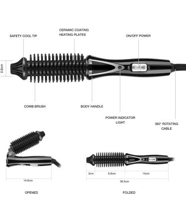 Syrisora Ceramic Tourmaline Foldable Anion Hair Brush Curler Hair Curling Iron Hair Styling Tools (US Plug) - Buy Online on GoSupps.com