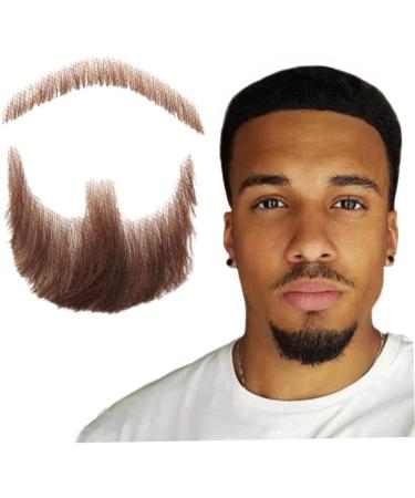 Halloween Moustache Beard Fake Mustache Face Beard for Adults Realistic Makeup Costume Lace Man Beards Brown - Buy Online on GoSupps.com