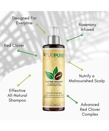 Caffeine Shampoo Treatment for Healthy Hair Growth and Loss Prevention - TruePure 8oz - DHT Blocking Formula for Thin Hair - No Sulfates - Buy Online on GoSupps.com