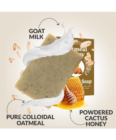 Cactus Honey & Oats Goat's Milk Soap Bar 4 oz - Natural Bar Soap for Itchy Skin, Eczema, Psoriasis, Rash, Sunburn Skincare - Calming Oatmeal Face Cleanser & Body Wash for Women, Men, Kids - Buy Online on GoSupps.com