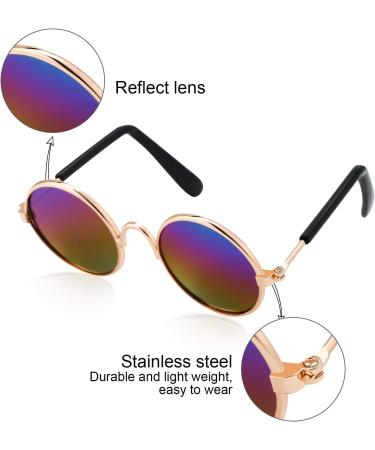 6-Piece Cat Sunglasses for Pets | Funny Retro Circular Eyewear for Small Dogs | Photos Props & Cosplay Glasses in Black & Mix Reflective Colors - Buy Online on GoSupps.com