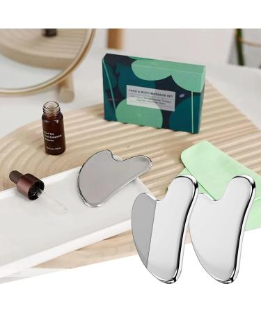 Buy Landrain 2-Piece Gua Sha Stone Set - Heart Shape Stainless Steel Facial Massage Tools for Glowing Skin - Buy Online on GoSupps.com