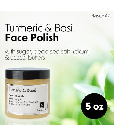 Turmeric & Basil Face Polish - Exfoliating Wash for Acne & Dry Skin - Gentle Vegan Moisturizer - 5 oz - Buy Online on GoSupps.com