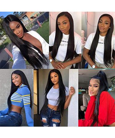 32 inch Brazilian Virgin Straight Lace Front Wig - 180% Density HD Lace Front Wig for Black Women - Buy Online on GoSupps.com