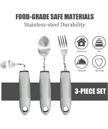 Adaptive Utensils Handed Curved Spoon and Fork Set for Elderly Hand Tremors Parkinson's and Handicapped Non-Slip Easy Grip Handles Eat Independently - Buy Online on GoSupps.com