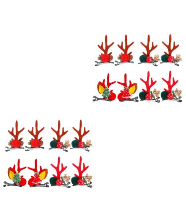 FRCOLOR 8 Pairs Christmas Hair Clips Antler Alligator Clips Antler Barrettes Deer Ear Headband Christmas Deer Costume Christmas Hair Pin Elk Deer Hair Clips Elk Antler Berry Abs Miss Girl