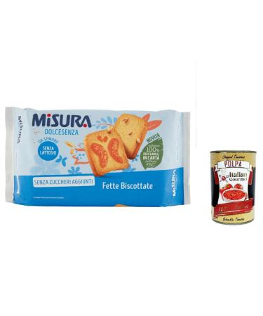 Italian Gourmet E.R. Misura Pack of 3 bottles of Biscottate Dolcesenza rusks with no added sugar 320g + Polpa Italian Gourmet Polpa 400g