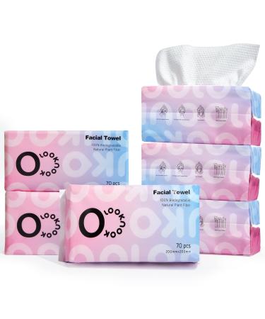 LOOKNOOK Disposable Face Towel Facial Towel 50% Thicker than Others Acne Fighting Lint Free Face Wash Cloth Makeup Towel Super Soft for Sensitive Skin Multipurpose Cleaning Cloth 70 Count 6 pack 70 Count (Pack of...