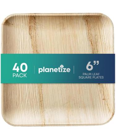 Biodegradable Palm Leaf Disposable Plates 120 Pack - Faux Wood Style Dinner Set Square Palm Leaf Plates Safe for Microwaves Ovens and Freezers Disposable & Sustainable - Buy Online on GoSupps.com