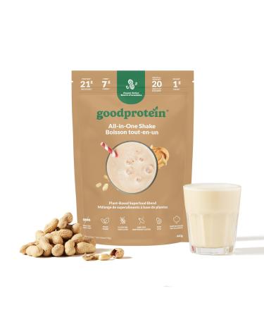 Good Protein Vegan Plant-based Protein Powder 100% Natural Non-GMO Dairy-free Gluten-free Soy-free No Added Sugar and Nothing Artificial. Peanut Butter All-in-One Shake 440 grams Peanut Butter 440 g