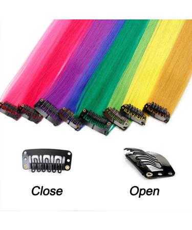 12 Pieces Colored Hair Extensions Clips - Colorful Straight Hairpieces for Girls & Women | Party Highlight Wigs - Buy Online on GoSupps.com