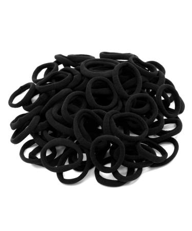 100 Pack Thick Elastics Hair Ties, Seamless Cotton Hair Bands, High Stretch Hair Ties, Ponytail Holders Headband, Simply Hair Ties, Scrunchies Hair Accessories No Crease Damage for Thick Hair (black)