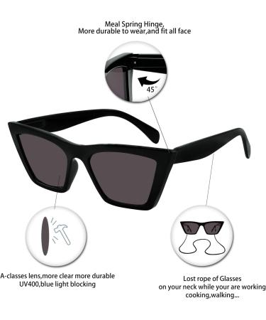 OCCI CHIARI Reader Sunglasses for Women - UV Protection Stylish Reading Glasses in Black (1.5x 0.5-4.0) - International Shipping Available - Buy Online on GoSupps.com