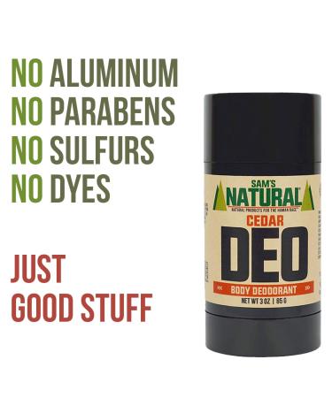 Sam s Natural Deodorant - Cedar - Aluminum Free DEO - No phthalates parabens sulfates or dyes - Made in New Hampshire - For Men Women Unisex - Vegan Cruelty Free - 3 oz Cedarwood - Buy Online on GoSupps.com