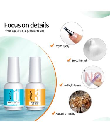 TOMICCA Dip Powder Liquid Set - 15ML Base, Top Coat & Activator Combo for Nail Dipping Powder Kit - Buy Online on GoSupps.com