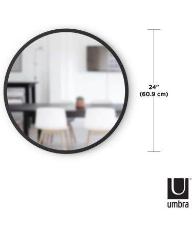 Umbra Hub Round Wall Mirror 24-Inch Black Rubber Frame | Modern Decor for Entryways, Washrooms, Living Rooms | Stylish Home Accent - Buy Online on GoSupps.com